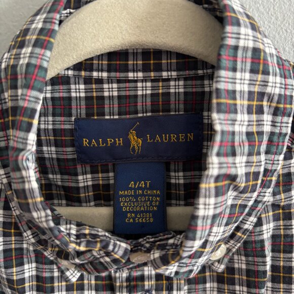 Ralph Lauren Plaid Long Sleeve Cotton Button Down Shirt VGUC 4/4T - Picture 3 of 4